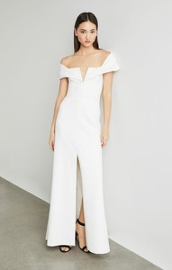 white bcbg gown