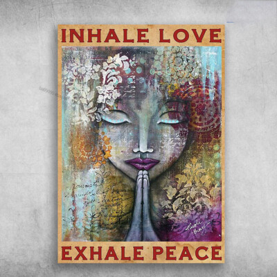Yoga Poster, Yoga Room, Inhale Love, Exhale Peace