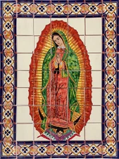 TalaMex Our Lady Virgen De Guadalupe. Clay Talavera Tile Mural