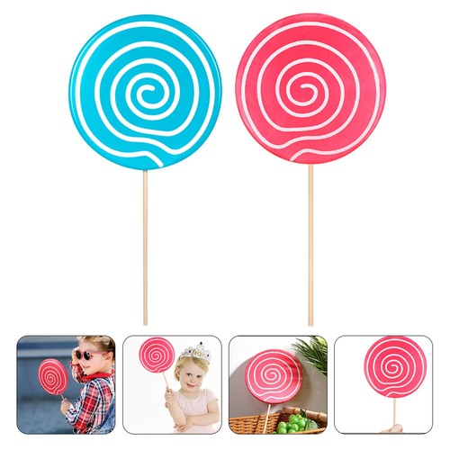 2 Pcs Large Plastic Lollipop Prop Fake Food Photo Props Adorable Design