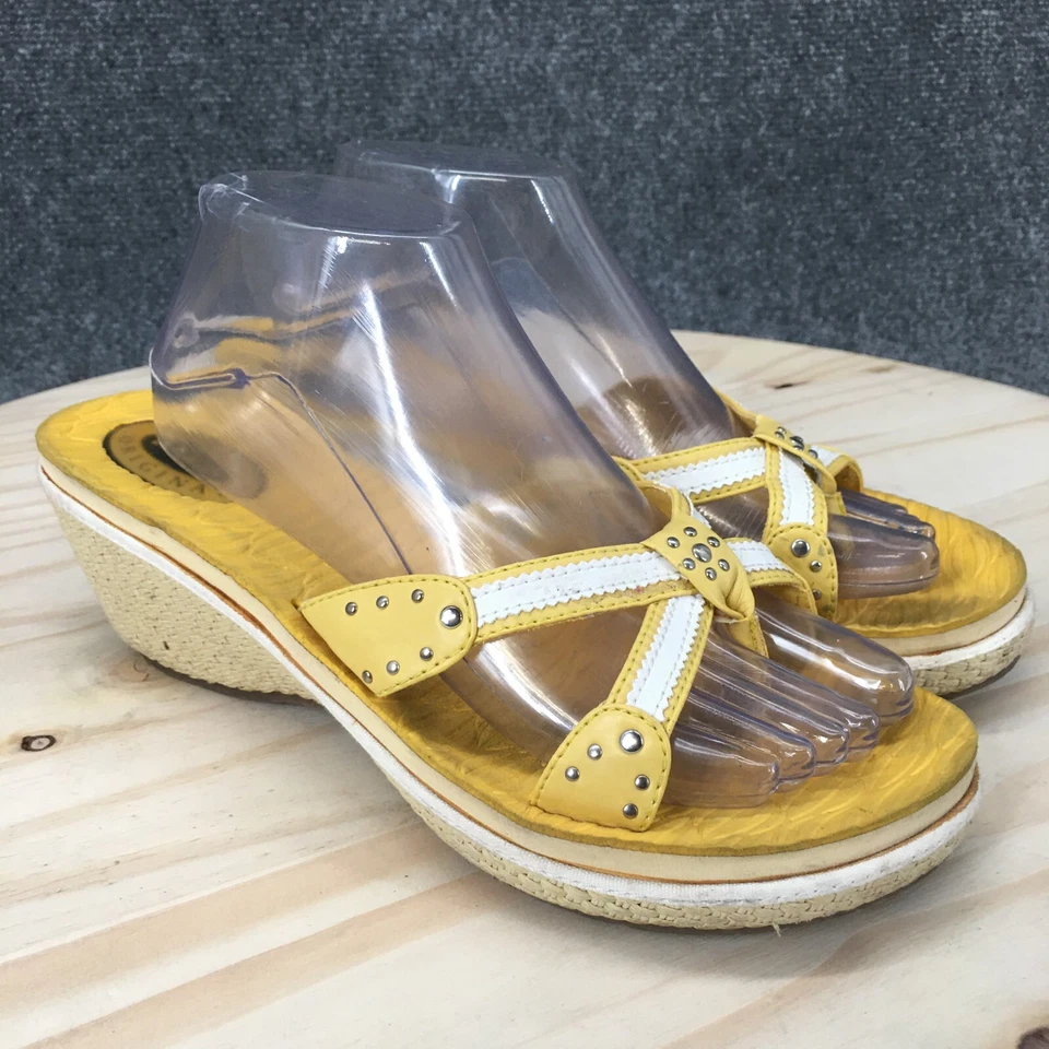 Sandalias Dr Scholls para mujer 10 M Nirvana con tiras deslizables cuña de imitación de cuero amarillo Foto 3 de 4