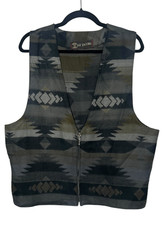 Vtg Jay Jacobs Men’s Large knit Sweater Vest Western Aztec Zip Up Lightweight