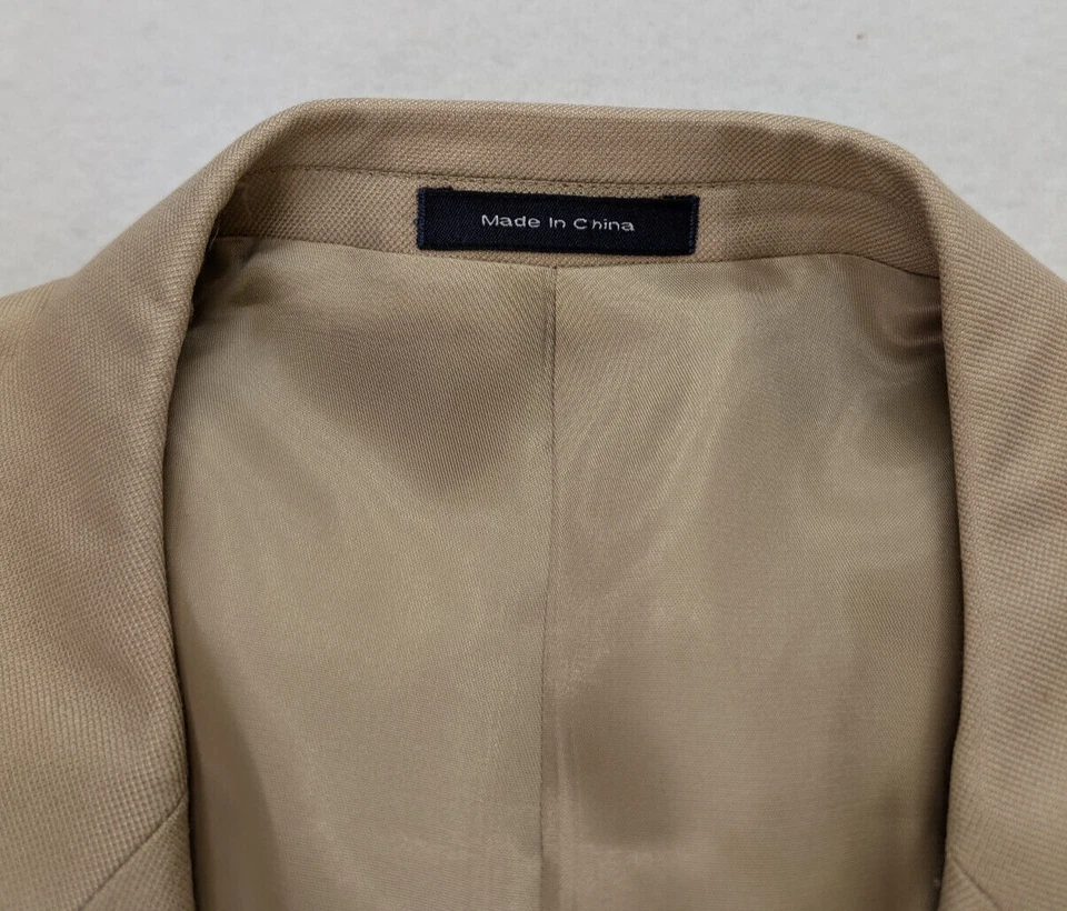 Chaqueta Blazer Abrigo Deportivo Roundtree & Yorke Para Hombre Talla 48L Beige Mezcla de Lana de Seda Foto 3 de 4