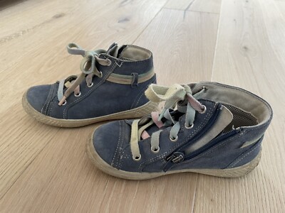 Schuhe Superfit, blaues Wildleder, bunte Schnürsenkel, Reisverschluss, Gr. 26