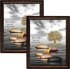 16x20 Picture Frames（pack of 2） Rustic Dark Brown Wood Pattern Wall Mounting