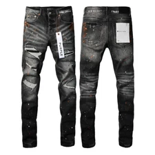 2025 New Purple Brand men's personality fashion splash-ink jeans