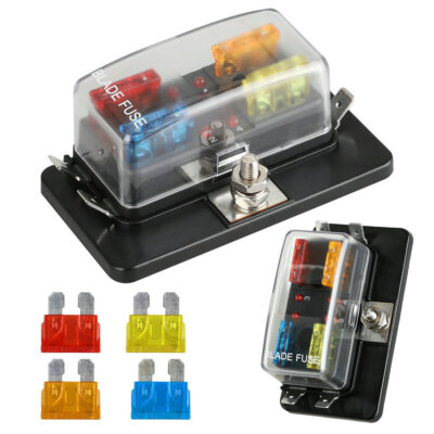 4 Way Blade Fuse Box Block Holder 12V-32V With Cover For Boat Marine 1 Stück