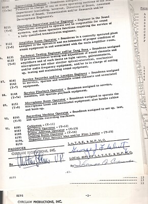 1965 Contract Between Producer & Theatrical Employees