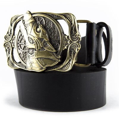 Art leather & brass belt Amazon.com: Casual leather belt with buckle scythian deer  main image 4