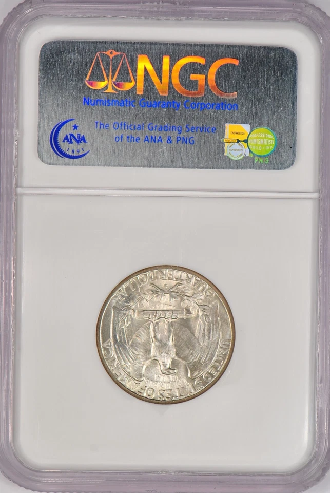 1938 S Washington Quarter NGC MS 65 Old Holder Silver Coin 25C Light Toning - Image 2 of 4