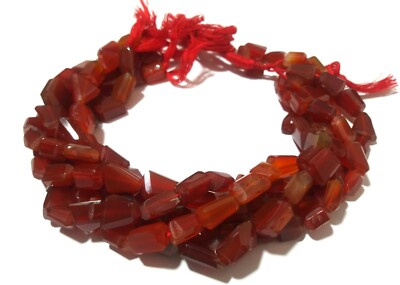 Red Onyx Nugget Tumble Faceted 7-10mm  Gemstone Beads 10''Inch 1 Strand