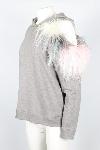 CHRISTOPHER KANE GREY FEATHER AND COTTON HOODIE SMALL - Picture 3 of 5