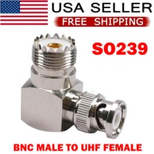 BNC Male to UHF Female SO239 Right Angle 90 Degree Deg RF Connector Adapter US