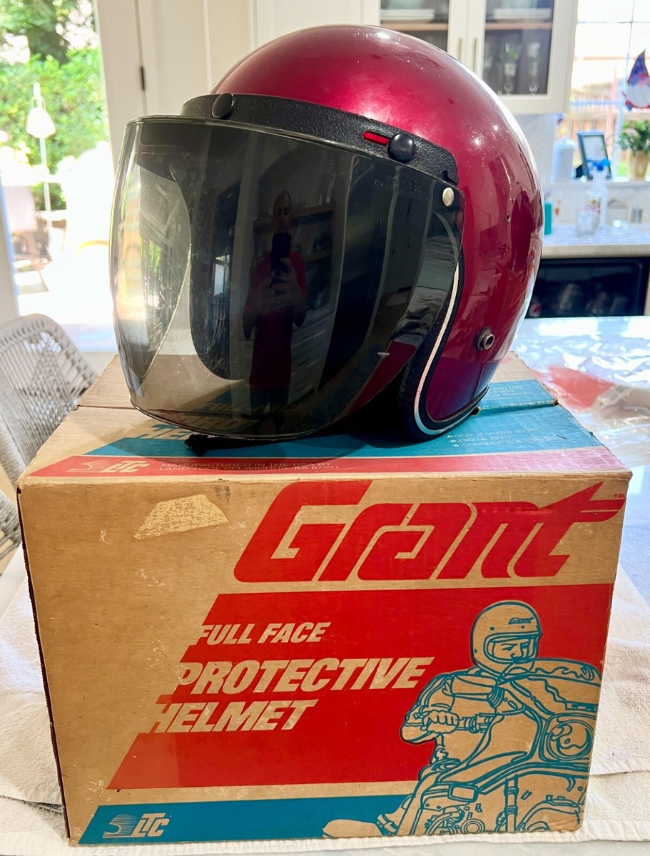 Vintage Grant Motorcycle Helmet w/ Visor Sz Medium with Original