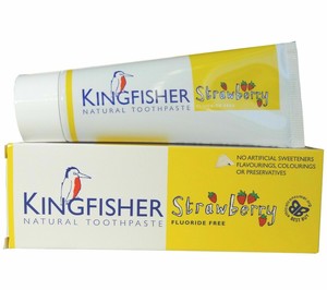 Kingfisher children's strawberry toothpaste - fluoride free 12x 75ml (5016912401090)