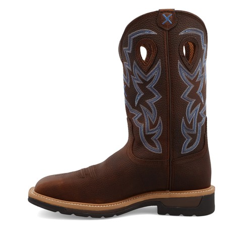 Twisted X Męskie brązowe kamykowe niebieskie stalowe palce kowbojskie buty MLCS003 - Zdjęcie 9 z 19