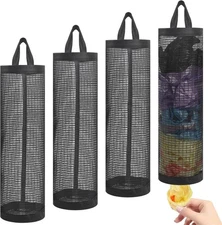 4 Pcs Plastic Bag Holder, Mesh Grocery Bag Holder Hanging Storage Bags