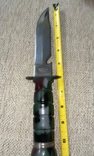 Vintage 80’s Rambo Style Survival Knife Stainless Camo Camouflage Compass