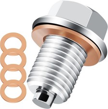 M14x1.5 Oil Drain Plug, Magnetic Stainless Steel Oil Pan Drain Nut Bolt with 5pc