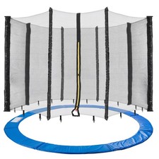 AREBOS Trampoline filet et bordure protection plusieurs tailles et poteaux incl.