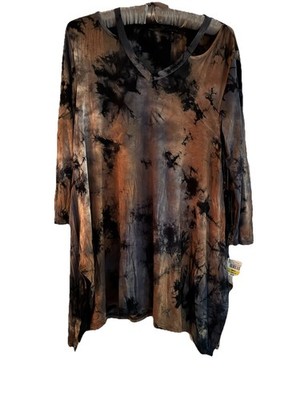 NWT Olivia Sky Shirt Tie Dye Flowy Boho Women's Open Shoulders Size Medium Tunic