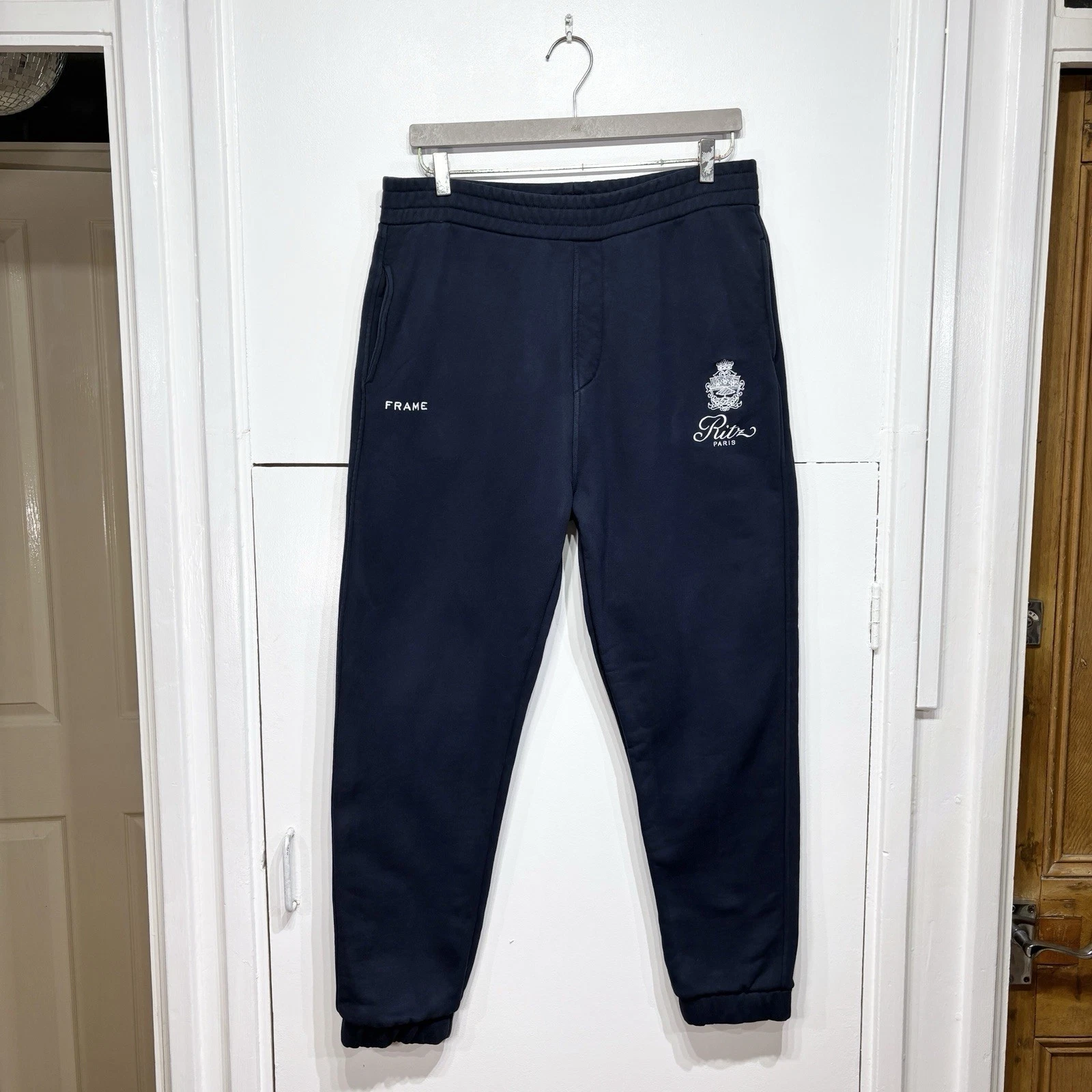 Frame The Ritz Sweatpants Joggers Navy Cotton Elastic Waist Casual Size Large