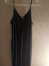 Zenana Dress Womens Maxi Cami Casual Adjustable Strap Side Pockets Black XL