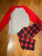 Little Boys Size 5/6 SONOMA Flame Resistant Long Sleeve Pajama Set Red Plaid