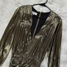 House Of CB Dress Women's Size Small Alvona Metallic Gold Drape Elegant Mini