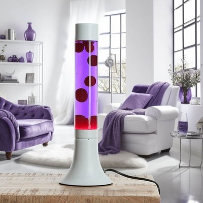 Knallige Lavalampe YVONNE Rot Lila Weiß 38cm Lava Magma Retro Tisch Leuchte