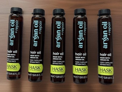 Lot of 5 Hask Argan Oil Repairing Hair Oil Keratin Smoothing Oil 5/8 oz NEW!