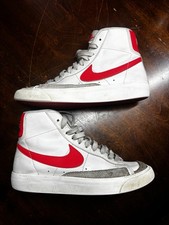 Nike Blazer Mid '77 GS Platinum Tint Crimson Sneakers Boys 4Y Youth DA4086-011