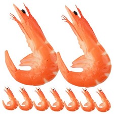 9Pcs Fake Shrimp Model Artificial Red Shrimps Figures Food Realistic Seafood Dec