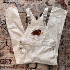 Christian Robinson Woolly Mammoth Embroidered Overall Cream 5T
