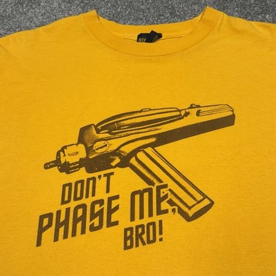 Vintage Star Trek Shirt Men Small Yellow TV Show Dont Phase Me Sci Fi Funny