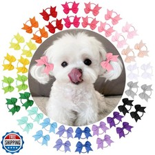 NCMAMA 40PCS 20 Pairs Dog Hair Bows with Rubber Bands, Puppy Bows for Small