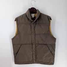 Vintage Down Designs Zero-Zone Snap Front Quilted Puffer Vest Brown Size M