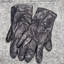 Vintage Aris Women's Size 7.5 Soft Leather Cashmere Lined Gloves-Black