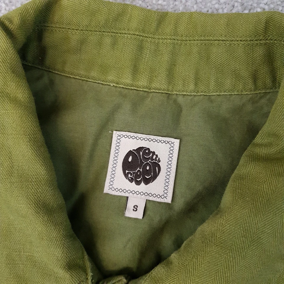 Pretty Green Mens Jacket Small Green Field Overshirt Casuals Liam Linen Blend - Image 3 of 4