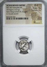 5th-4th Centuries BC Achaemenid Empire AR Siglos Hero King/Bow NGC Ancient Ch F
