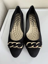 New w/o Box Walking Cradles Brita Black Suede Blocked Heel Pump Size 10W