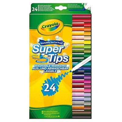 CRAYOLA SuperTips waschbare Marker verschiedene Farben (24er Pack) Premium Filz
