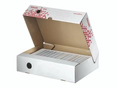 Esselte Archiv-Klappschachtel SPEEDBOX, (B)80 mm, weiß/rot 25 bis 500x SPARE 19%