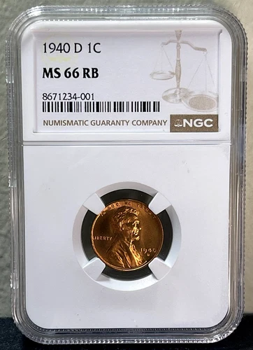 1940-D Lincoln Wheat Cent NGC MS66 RD-GEM BU-Superior Strike! Toned REV!