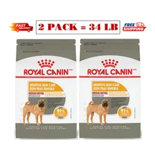 2 Pack - Royal Canin Canine Care Nutrition Medium Breed Sensitive Skin Care 17Lb