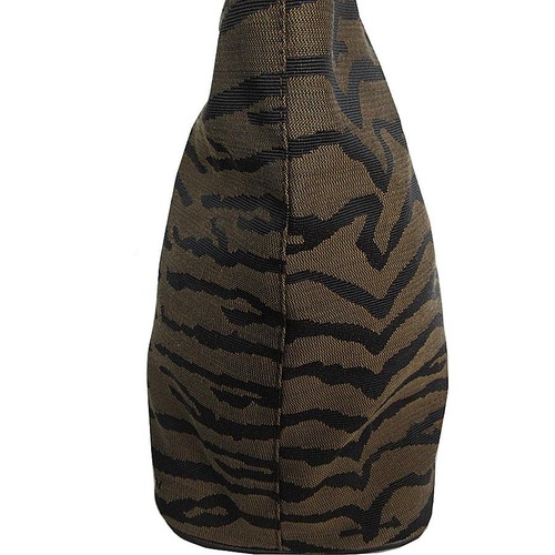 Borsa tote Fendi marrone nero nylon tela pelle righe tigre autentica - Foto 4 di 24