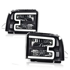 LED DRL Headlight LED Strip Style Clear Lens Black Housing Clear Reflector