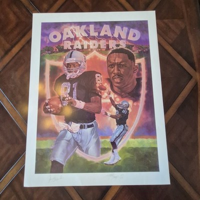 Oakland Raiders Tim Brown Autographed 20'' x 26'' Mitch Heinze Lithograph #470/470