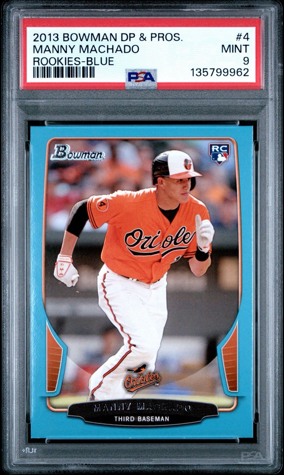 MANNY MACHADO Rookie 2013 Bowman Draft #4 Blue Paper #041/500 (RC) PSA 9 Mint