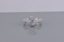 Sterling Silver Framed Circle Cubic Zirconia Halo Cluster Band Ring 925 Sz: 7